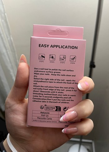 Pastel Pembe Basılan Tırnak Uçları 24'lü - Görsel 3