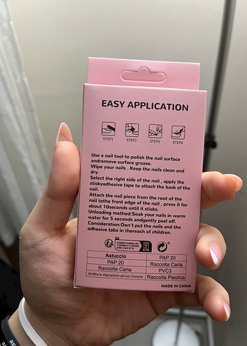 Pastel Pembe Basılan Tırnak Uçları 24'lü - Görsel 2