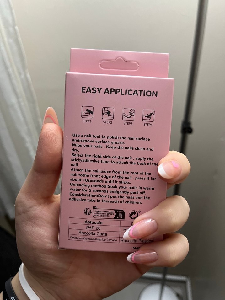 Pastel Pembe Basılan Tırnak Uçları 24'lü - Görsel 3