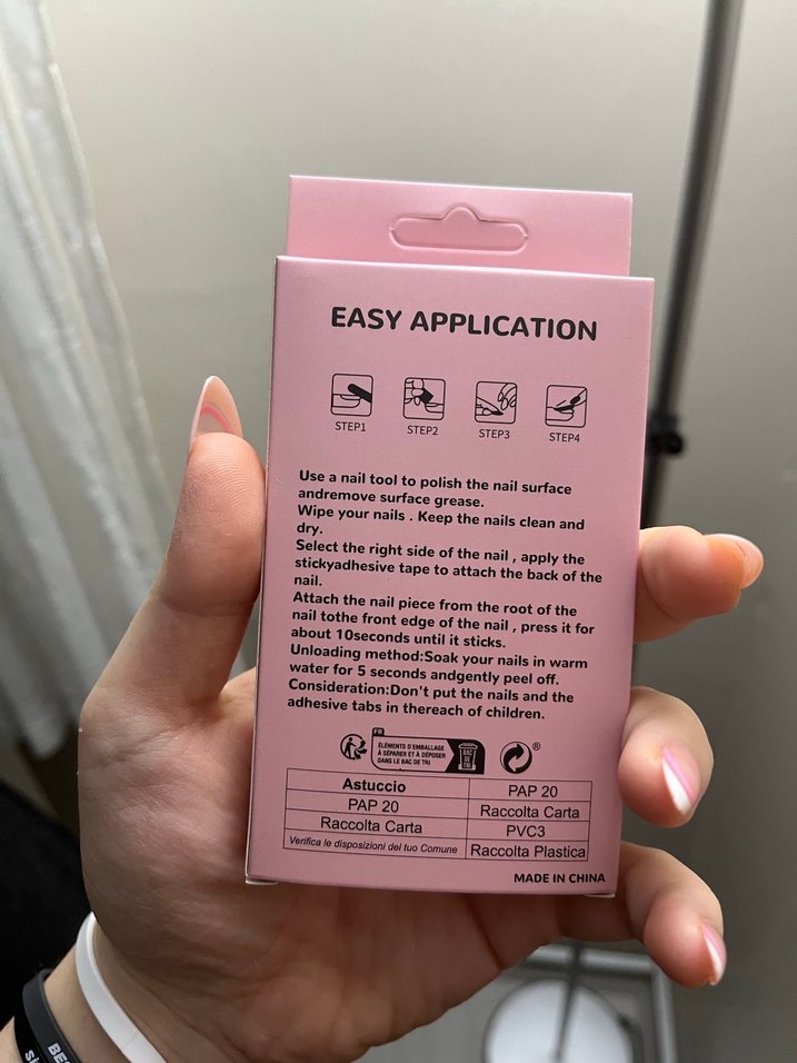 Pastel Pembe Basılan Tırnak Uçları 24'lü - Görsel 2