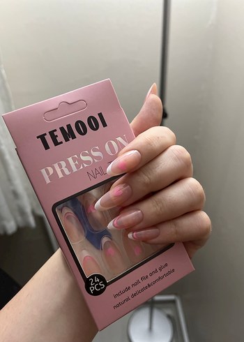 Temooi Pembe Takma Tırnak Seti - Görsel 4