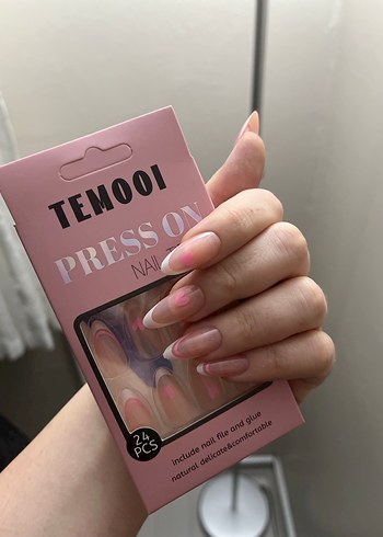 Temooi Pembe Takma Tırnak Seti - Görsel 5