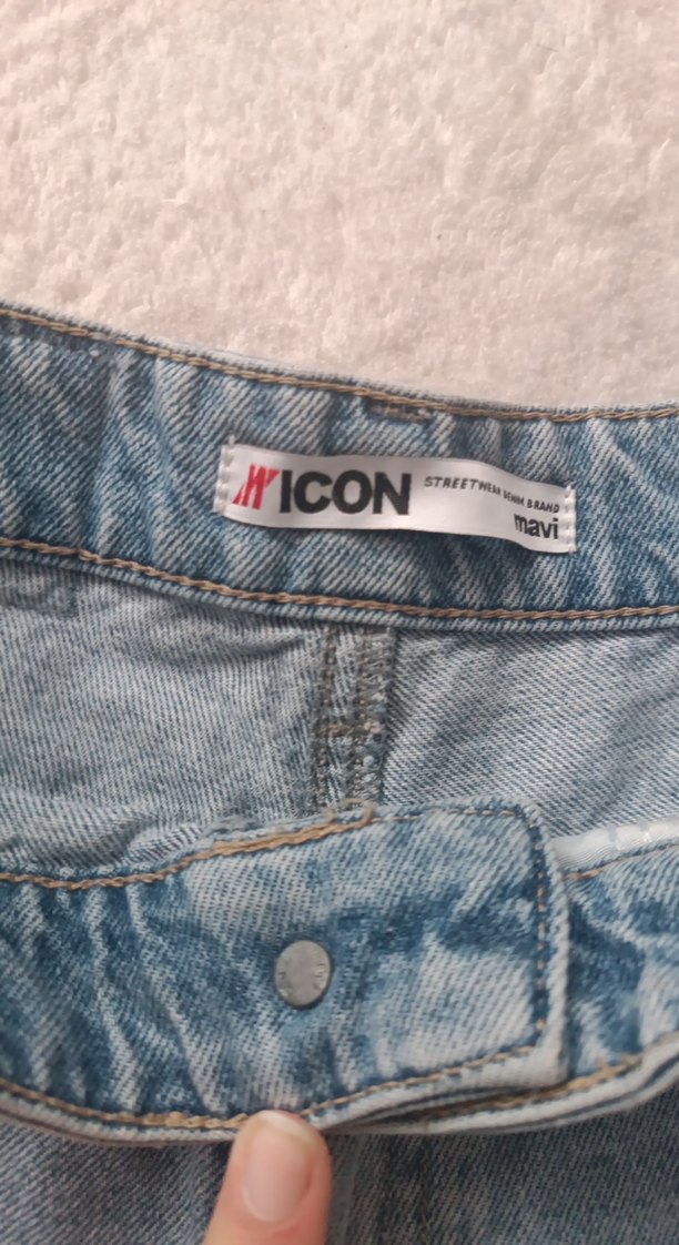 mavi kot şort - Görsel 2