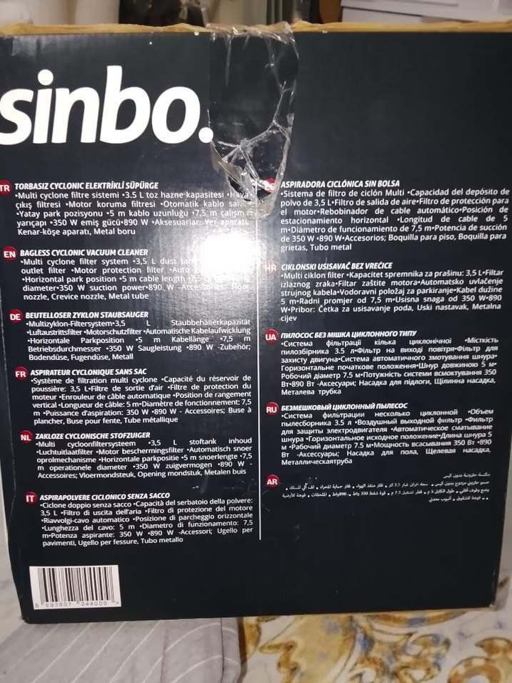 Sinbo Siyah Elektrikli Süpürge - Görsel 2