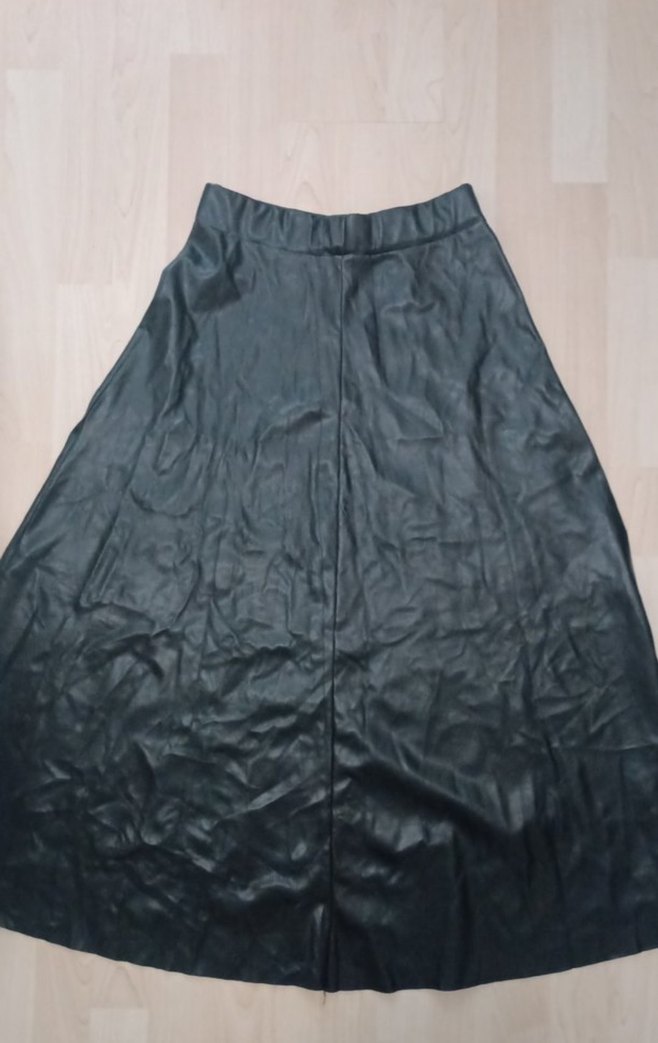 Deri Siyah Pilili Mini Etek - Görsel 2