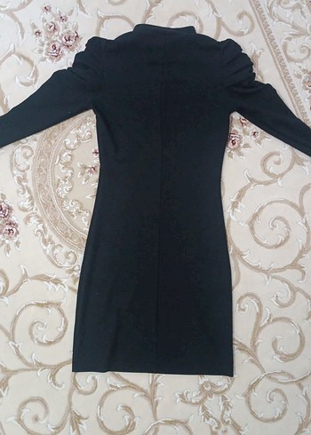 Siyah Uzun Kollu Fırfırlı elbise - Görsel 3