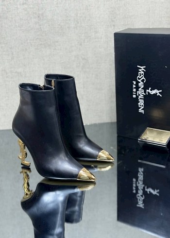 Parlak Siyah Deri Yüksek Topuklu Kadın Bot - Görsel 6