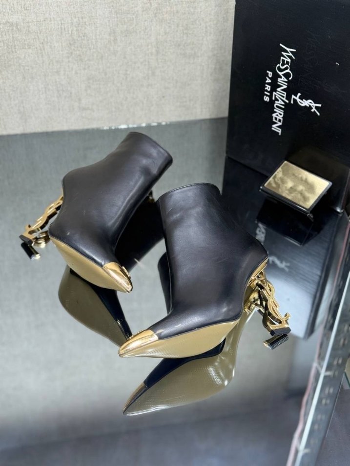 Parlak Siyah Deri Yüksek Topuklu Kadın Bot - Görsel 5