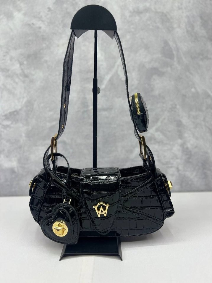 Beyaz Deri Yılan Desenli Kadın Çanta - Görsel 2