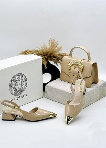 Klasik Şıklık Kahverengi Deri Kadın Çanta ve ayakkabı - Görsel 3