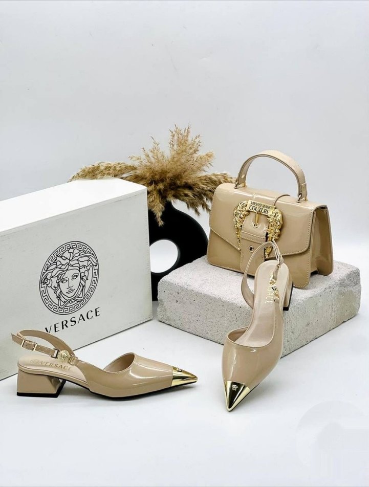 Klasik Şıklık Kahverengi Deri Kadın Çanta ve ayakkabı - Görsel 3