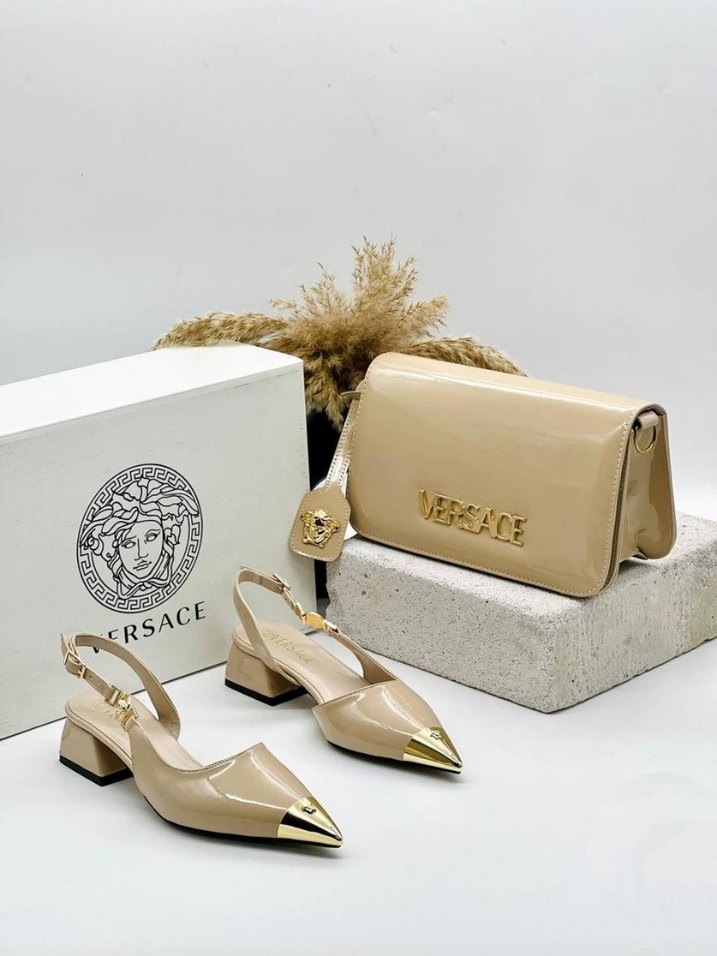 Klasik Şıklık Kahverengi Deri Kadın Çanta ve ayakkabı - Görsel 4