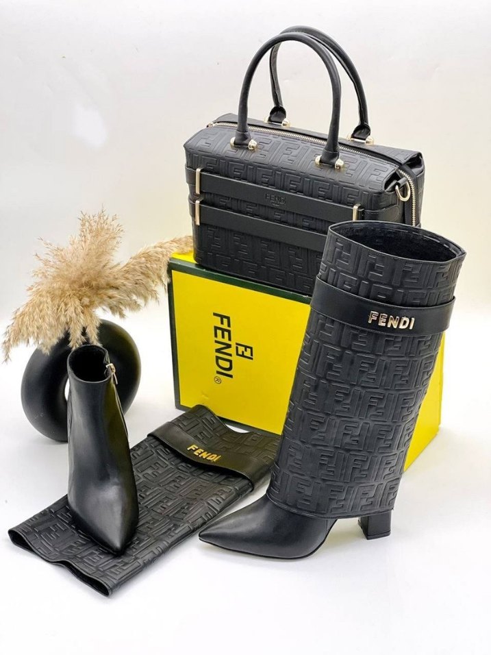 Fendi Kahverengi Deri Blok Topuklu Kadın Bot - Görsel 2