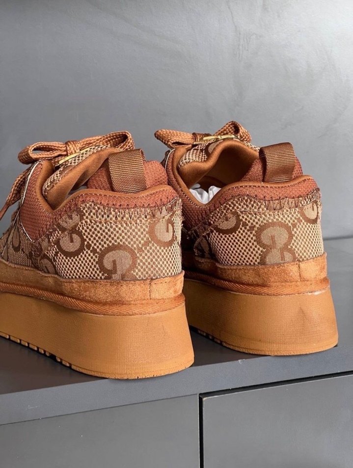 Gucci Kahverengi Yılan Desenli Platform Spor Ayakkabı - Görsel 3