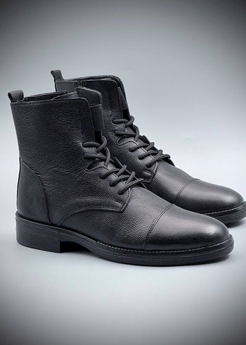 Siyah Deri Erkek Spor Sokak Botu - Görsel 2