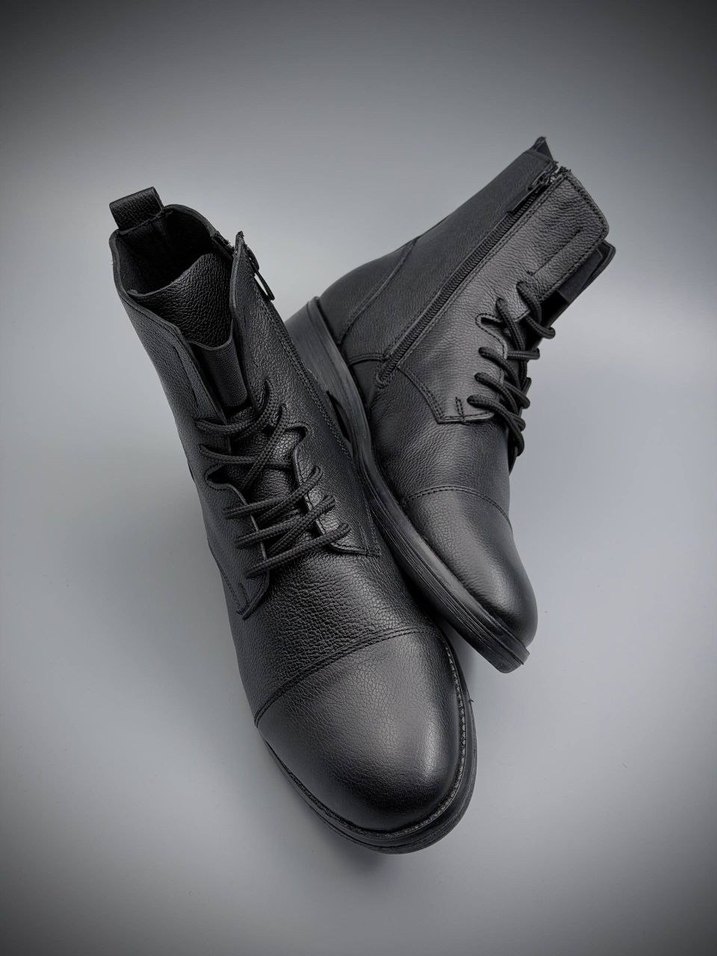 Siyah Deri Erkek Spor Sokak Botu - Görsel 4