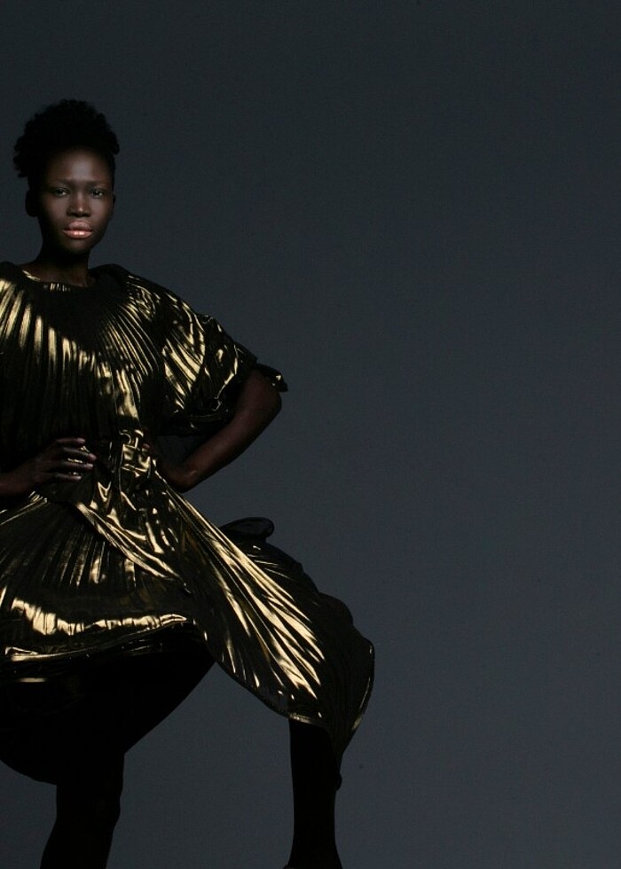 Plise uzun elbise  - Görsel 2