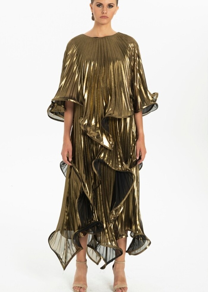 Plise uzun elbise  - Görsel 3