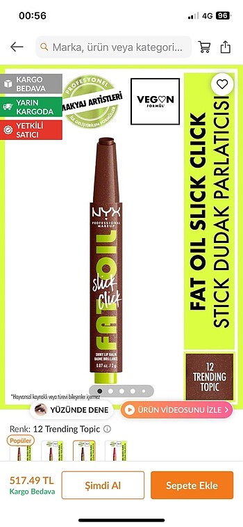 nyx slick click gloss trending topic 12 numara