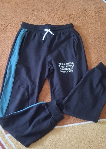 Siyah Erkek Çocuk Rahat Kesim Eşofman Altı