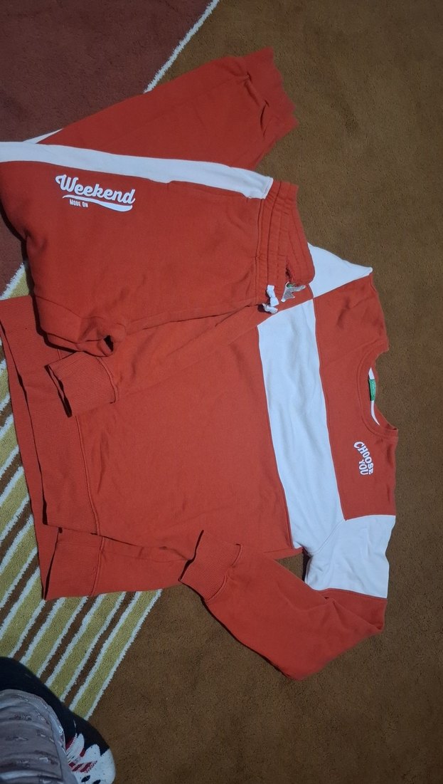 Benetton Erkek Çocuk Turuncu Kiremit Renkli Rahat Eşofman Takımı - Görsel 2