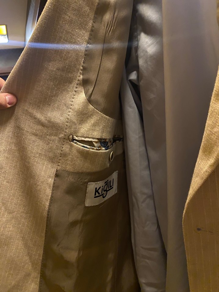 Kığlı krem Ceket ve Buz mavisi Gömlek - Görsel 2