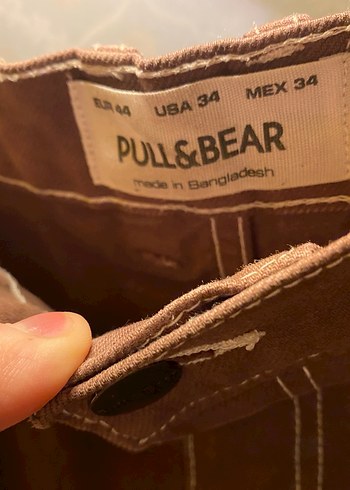 Pull And Bear Kahverengi KotKemerli Erkek Şort - Görsel 2