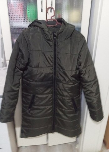 Mavi Gri Kapüşonlu Kadın Kışlık Ceket - Görsel 5