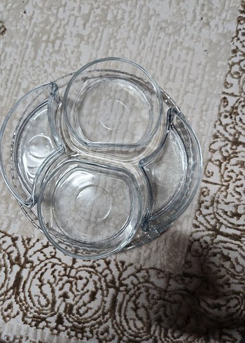 Şeffaf Cam 4 Bölmeli Atıştırmalık Tabağı - Görsel 2