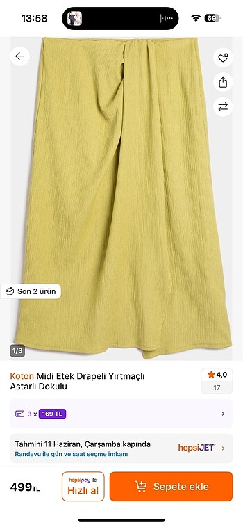 Koton yırtmaçlı etek