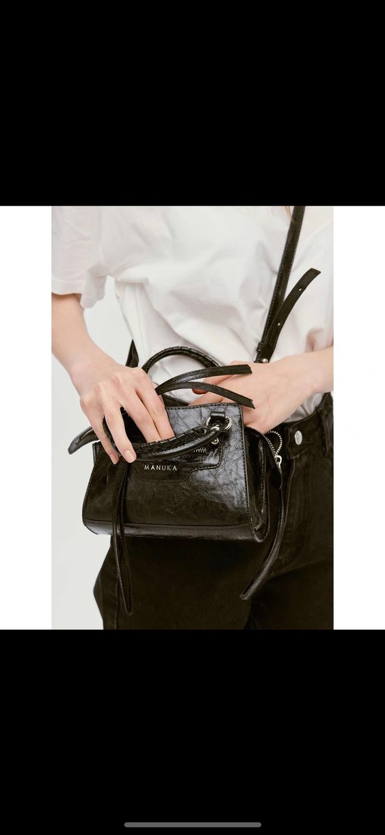 Siyah Deri Örgü Kadın Çanta - Görsel 3