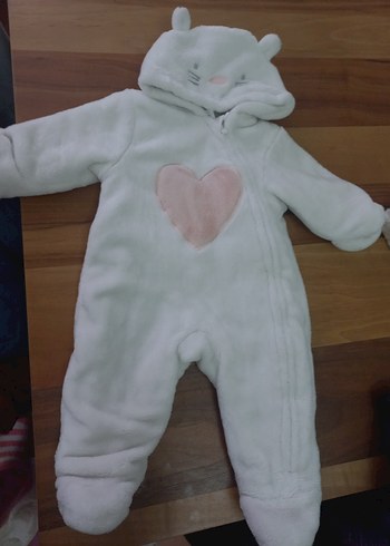 Kız Bebek Beyaz Kürklü Tulum - Görsel 2