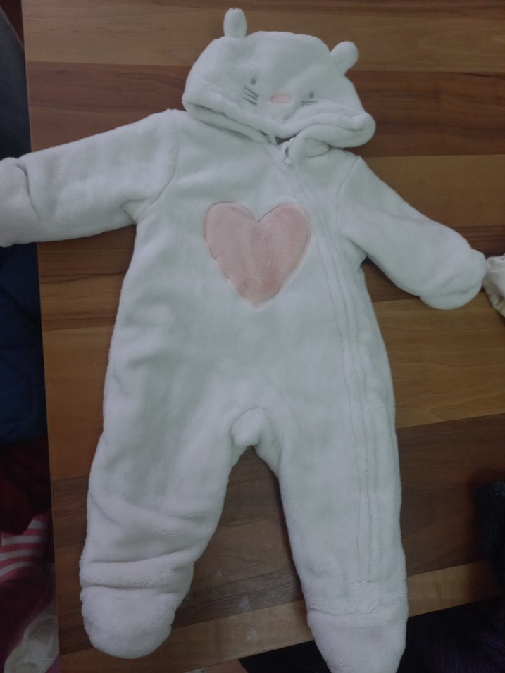 Kız Bebek Beyaz Kürklü Tulum - Görsel 2