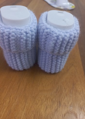 Mavi Örgü Kız Bebek Patik - Görsel 4