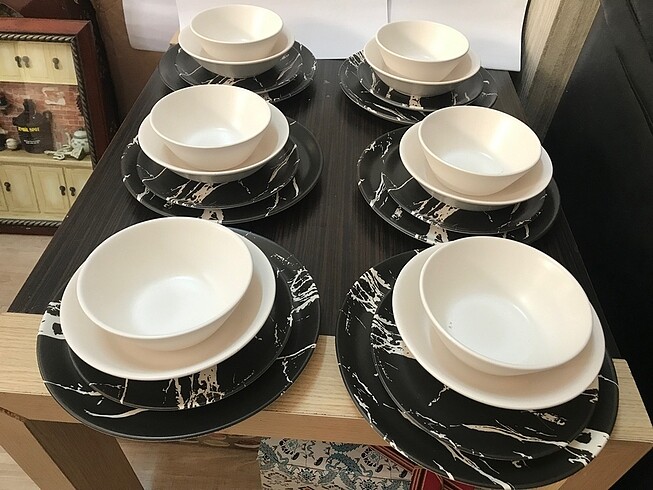 Beden çeşitli Renk KERAMİKA 24 PARÇA SIFIR YEMEK TAKIMI