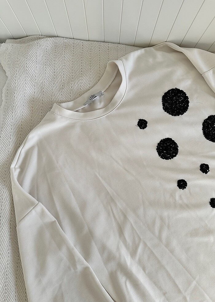 Beyaz tunik sweat - Görsel 3