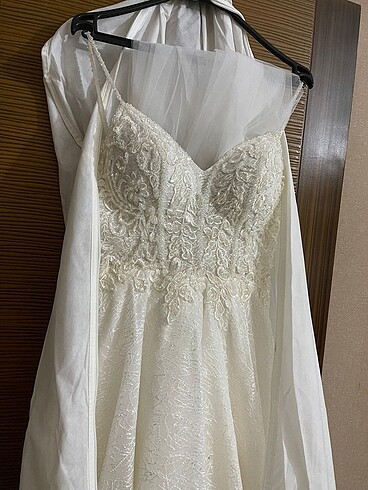 Kırık beyaz A kesim özel dikim gelinlik - Görsel 2