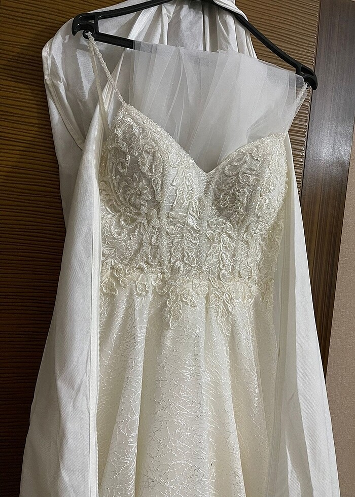 Kırık beyaz A kesim özel dikim gelinlik - Görsel 2