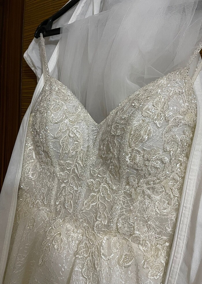 Kırık beyaz A kesim özel dikim gelinlik - Görsel 3