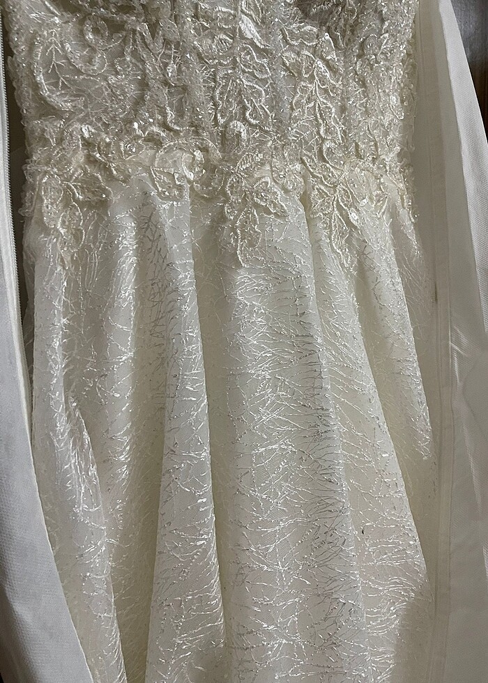 Kırık beyaz A kesim özel dikim gelinlik - Görsel 5