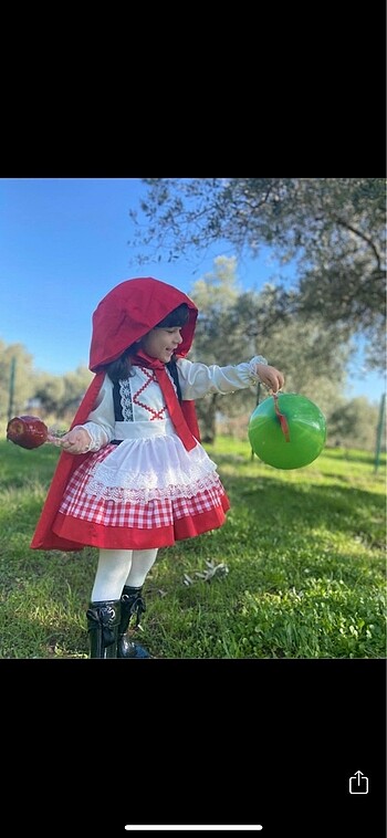 Kırmızı başlıklı kız kıyafeti özel dikim 3 yaş