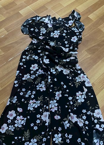 Zara Çiçek Desenli Siyah Bohem Tulum
