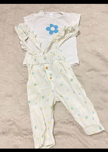 HelloBaby Bebek Kız Beyaz Çiçekli Fırfırlı Takım