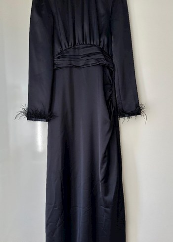 Siyah Uzun Drapeli Gotik Abiye Elbise
