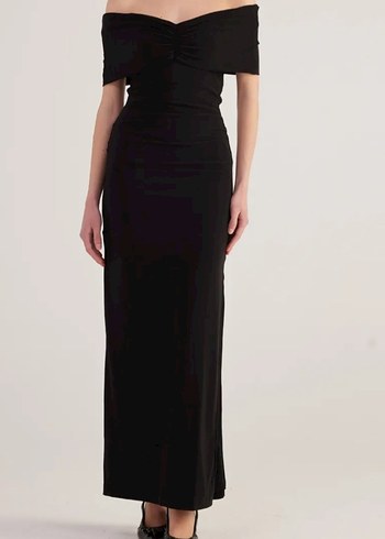 Siyah Straplez Uzun Elbise - Görsel 2