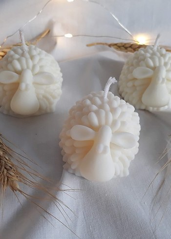 Beyaz Kuzu Şeklinde Mum - Görsel 2