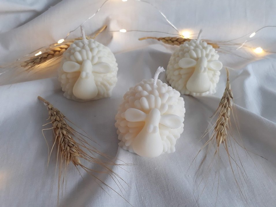 Beyaz Kuzu Şeklinde Mum - Görsel 2