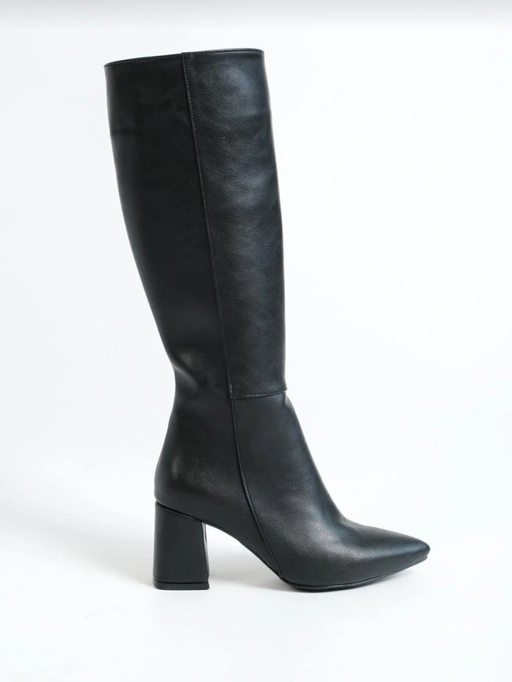 Mubiano Siyah Deri Stiletto Çizme - Görsel 3