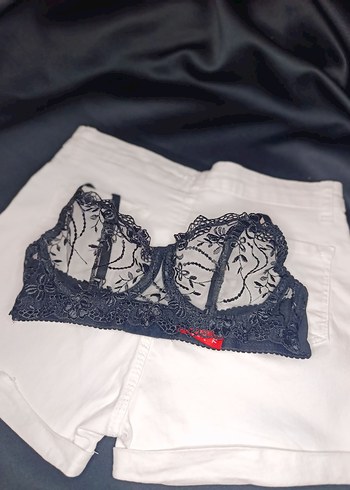 universal Beden Nakışlı Siyah Gotik Mini Sütyen Takımı