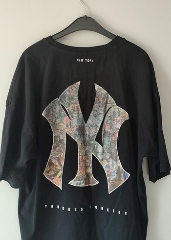 Yankees Baskılı Siyah Oversize Tişört